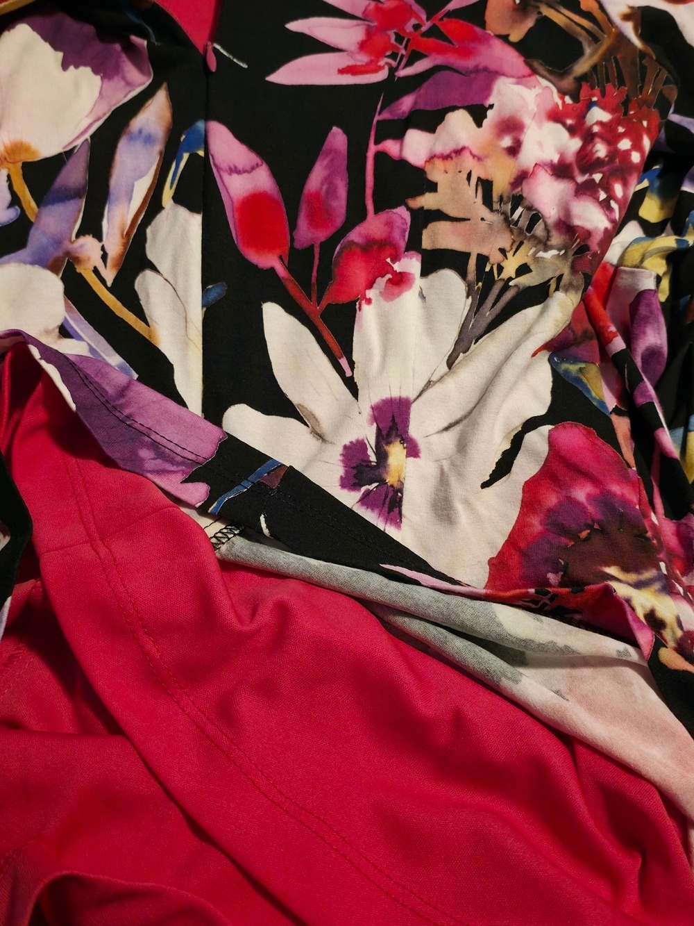 4/$97 Deal! Frank Lyman Design Black Floral Bell-Sleeve Dress with Pink & Purple - Picture 9 of 16